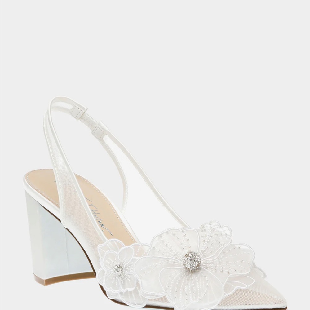 Blue by Betsey Johnson White Floral Heels - Picture 2 of 10